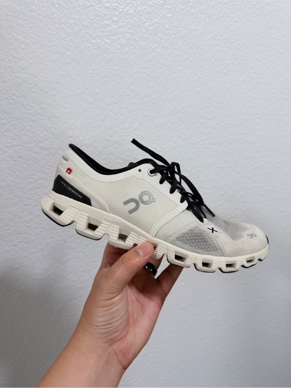 On Running Cloud Womens Shoe - White with Black Accents
